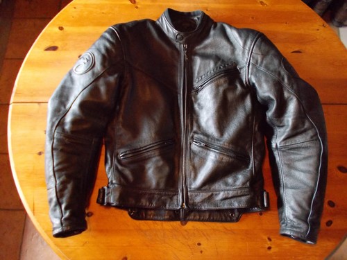 Blouson moto cuir noir - en,